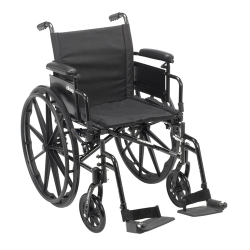 Drive Medical CX416ADDA-SF Cruiser X4 Lightweight Dual Axle Wheelchair with Adjustable Detachable Arms, Desk Arms, Swing Away Footrests, 16" Seat